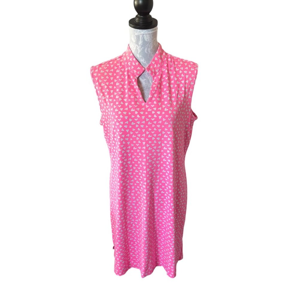 Lulu-B Womens Athletic Dress Pink Heart Print Golf Tennis Colorful Xlarge